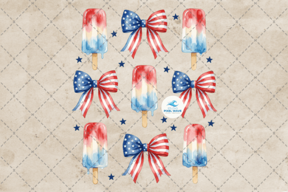 Coquette 4th of July Bow Popsicle PNG