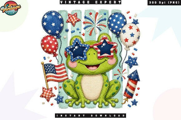 Designing with the Patriotic Frog Fireworks Patchwork PNG for Fourth of July Projects