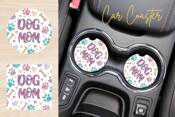 Dog Mom Car Coaster PNG: Style Your Ride