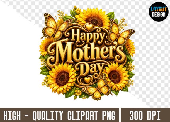 Happy Mother's Day Floral PNG Clipart