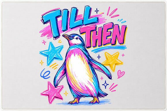 Neon Penguin Trendy Graphic PNG: A Bold Pop-Art Asset for Modern Creators