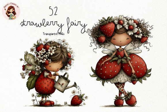 Strawberry Fairy PNG Clipart Set: A Creative Resource for Whimsical Designs