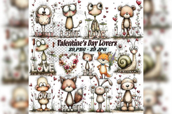 Whimsical Valentine Lovers Clipart Guide